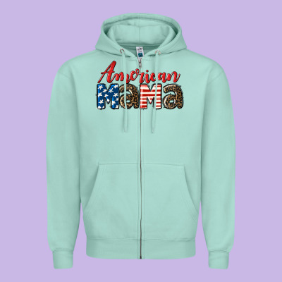 Western American Mama Mother's Day Zipper Hoodie Designed By Lillyallendesigns