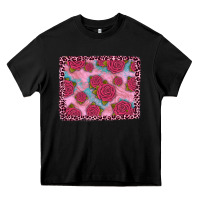 Black pink rose leopard background Heavy Core Tee - JahusDesignShop