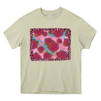 Mossy pink rose leopard background Heavy Core Tee - JahusDesignShop