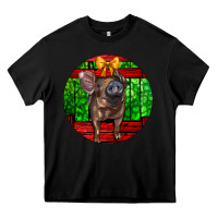 Black christmas pig Heavy Core Tee - LillyAllenDesigns