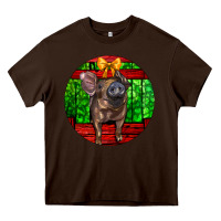 Chocolate Brown christmas pig Heavy Core Tee - LillyAllenDesigns