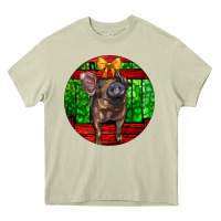 Mossy christmas pig Heavy Core Tee - LillyAllenDesigns