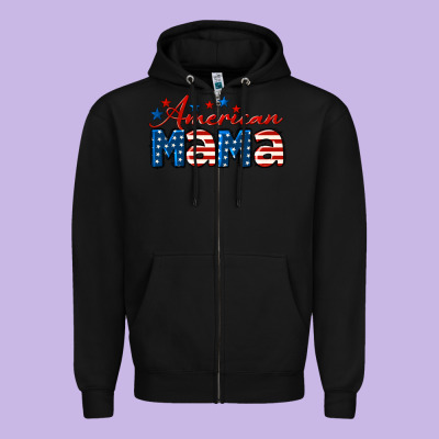 American Mama Mother's Day Zipper Hoodie Designed By Lillyallendesigns