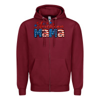 Burgundy American Mama Mother's Day Zipper Hoodie - LillyAllenDesigns