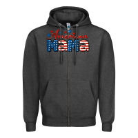 Charcoal Heather American Mama Mother's Day Zipper Hoodie - LillyAllenDesigns