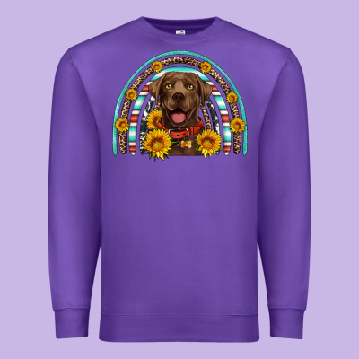 Chocolate Labrador Rainbow Premium Sweatshirt Designed By Artiststas