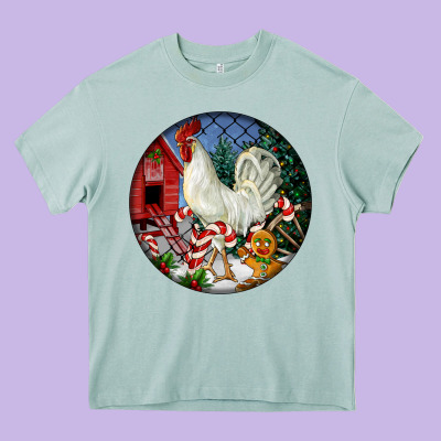 Leghorn Rooster Christmas Ornament Heavy Core Tee Designed By Lillyallendesigns