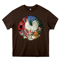 Chocolate Brown leghorn rooster christmas ornament Heavy Core Tee - LillyAllenDesigns