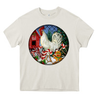 Cream leghorn rooster christmas ornament Heavy Core Tee - LillyAllenDesigns