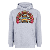 Heather Grey school bus leopard cowhide rainbow Heavyweight Hoodie - Artiststas