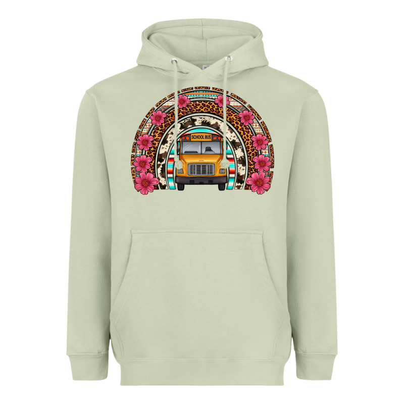 School Bus Leopard Cowhide Rainbow Heavyweight Hoodie by Artiststas | Teevron