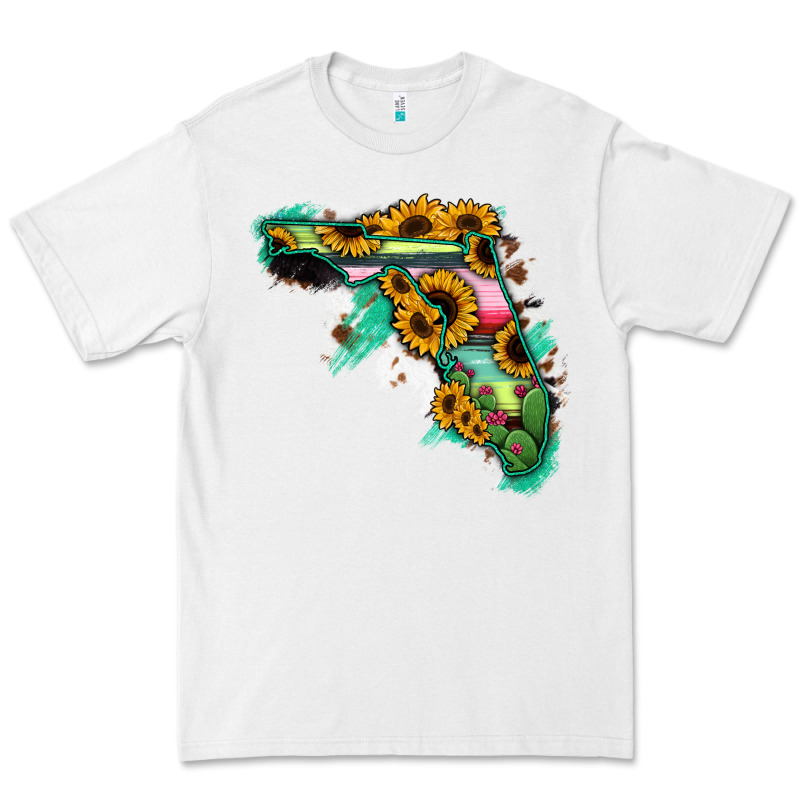 Florida Map With Sunflower And Serape Cactus Premium Tee by Bettercallsaul | Teevron