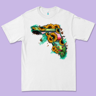 Florida Map With Sunflower And Serape Cactus Premium Tee Designed By Bettercallsaul