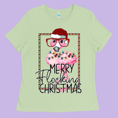 Merryy Flocking Christmas Flamingo Ladies Tee Designed By Bettercallsaul