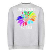 Heather Grey Different Not Less Daisy Autism Puzzle Heavyweight Sweatshirt - CowhideDigitalArt