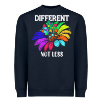 Navy Different Not Less Daisy Autism Puzzle Heavyweight Sweatshirt - CowhideDigitalArt