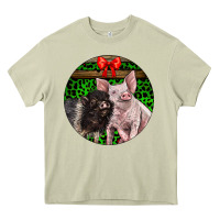 Mossy christmas pig Heavy Core Tee - LillyAllenDesigns