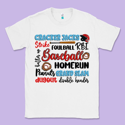 Baseball Typography Words Classic Tee Designed By Artiststas