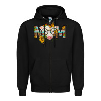 Black Western Baby Calf Mom With Sunflower Mother's Day Zipper Hoodie - LillyAllenDesigns