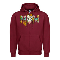 Burgundy Western Baby Calf Mom With Sunflower Mother's Day Zipper Hoodie - LillyAllenDesigns