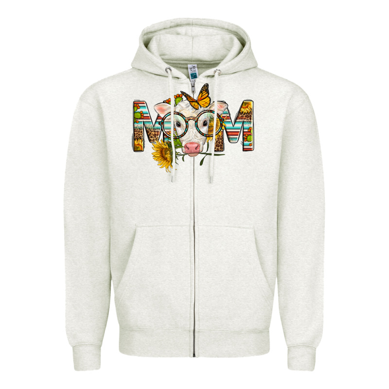 Western Baby Calf Mom With Sunflower Mother's Day Zipper Hoodie by LillyAllenDesigns | Teevron
