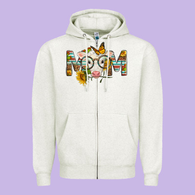 Western Baby Calf Mom With Sunflower Mother's Day Zipper Hoodie Designed By Lillyallendesigns