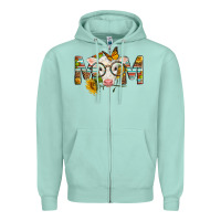 Seafoam Western Baby Calf Mom With Sunflower Mother's Day Zipper Hoodie - LillyAllenDesigns