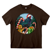 Chocolate Brown jersey giant rooster christmas Heavy Core Tee - LillyAllenDesigns