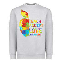 Heather Grey Autism Teach Accept Understand Love Heavyweight Sweatshirt - CowhideDigitalArt