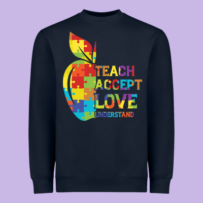 Autism Teach Accept Understand Love Heavyweight Sweatshirt Designed By Cowhidedigitalart