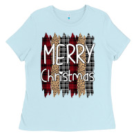 Baby Blue merry christmas leopard print Ladies Tee - Bettercallsaul