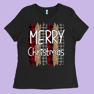 Merry Christmas Leopard Print Ladies Tee Designed By Bettercallsaul