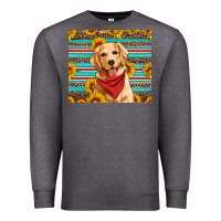 Charcoal Heather golden retriever with sunflowers Premium Sweatshirt - Artiststas
