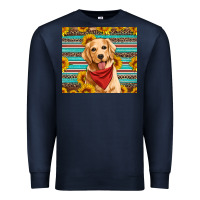 Navy golden retriever with sunflowers Premium Sweatshirt - Artiststas