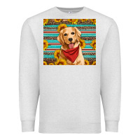 Oatmeal Heather golden retriever with sunflowers Premium Sweatshirt - Artiststas