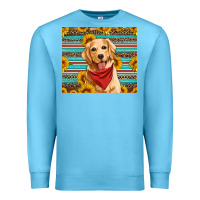 Ocean Blue golden retriever with sunflowers Premium Sweatshirt - Artiststas