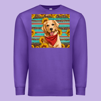 Golden Retriever With Sunflowers Premium Sweatshirt Designed By Artiststas