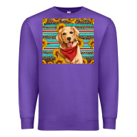 Purple golden retriever with sunflowers Premium Sweatshirt - Artiststas