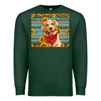 Sports Green golden retriever with sunflowers Premium Sweatshirt - Artiststas
