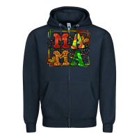 Navy juneteenth leopard frame mama Mother's Day Zipper Hoodie - LillyAllenDesigns