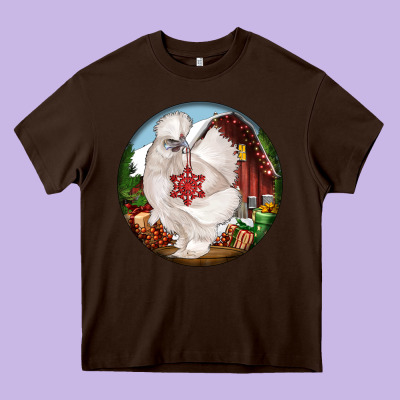 Silkie Chicken Christmas Heavy Core Tee Designed By Lillyallendesigns