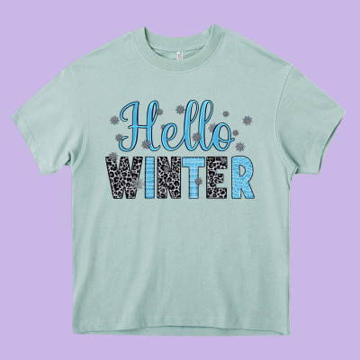 Hello Winter Heavy Core Tee Designed By Jahusdesignshop