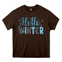 Chocolate Brown hello winter Heavy Core Tee - JahusDesignShop
