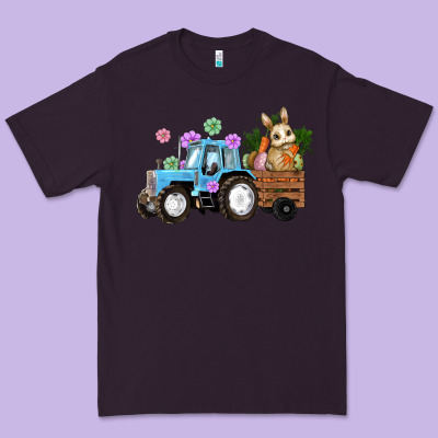 Easter Tracktor Bunny Carrot Flowers  Egg Premium Tee Designed By Ranaportraitstore