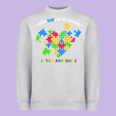 Wear Blue For My Brother Autism Heavyweight Sweatshirt Designed By Cowhidedigitalart