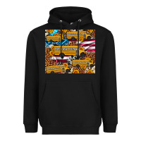 Black school bus American flag sunflower cowhide leopard Heavyweight Hoodie - Artiststas