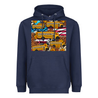 Navy school bus American flag sunflower cowhide leopard Heavyweight Hoodie - Artiststas