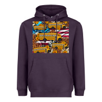 Plum school bus American flag sunflower cowhide leopard Heavyweight Hoodie - Artiststas