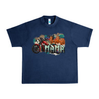 Navy Badass Mama motorcycle Urban Heavy Tee - HowdyJamesFarm