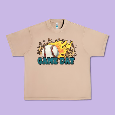 Game Day Baseball Leopard Flames Fireball Urban Heavy Tee Designed By Howdyjamesfarm